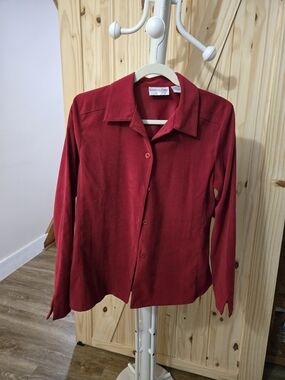 Vanity Fair Red Velvet Button-Down Shirt